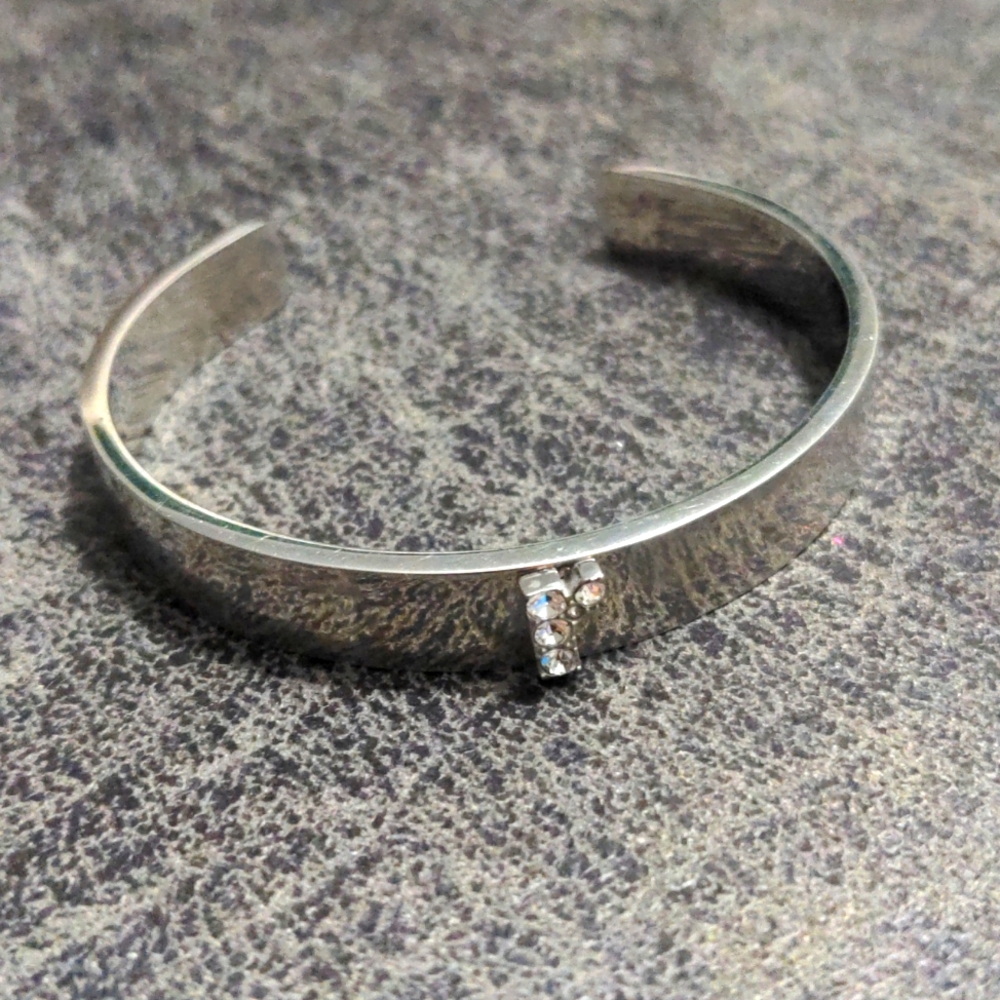 R Name Initial Silver Tone Bangle One Size Lowercase Personalized Bracelet